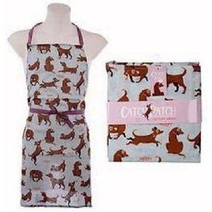 Cotton Blend Kitchen Apron Catch Patch Dogs Design